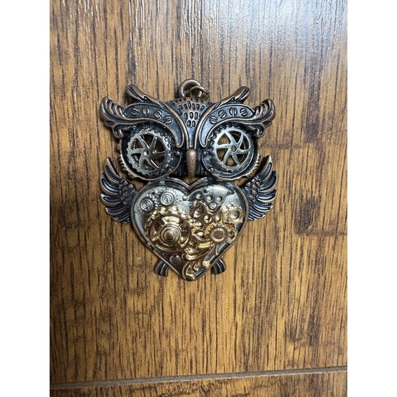 Steampunk Owl Zipper Pull Keychain Purse Charm Or Necklace Pendant - Picture 4 of 6